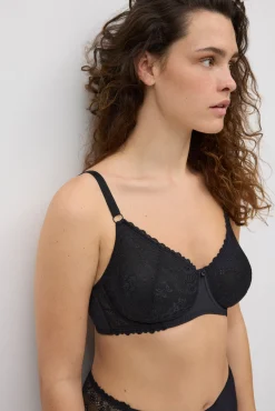 Sujetador reductor encaje floral negro