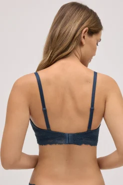Sujetador sin aro con relleno canalé con encaje marino copa B