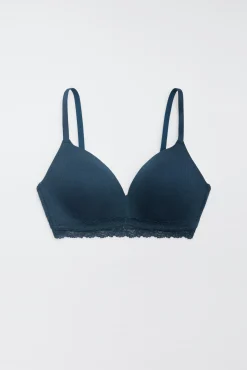 Sujetador sin aro con relleno canalé con encaje marino copa B