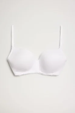 Sujetador sin aro con relleno algodón orgánico copas C y D blanco