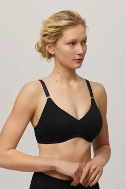 Sujetador sin aro push-up algodón orgánico negro