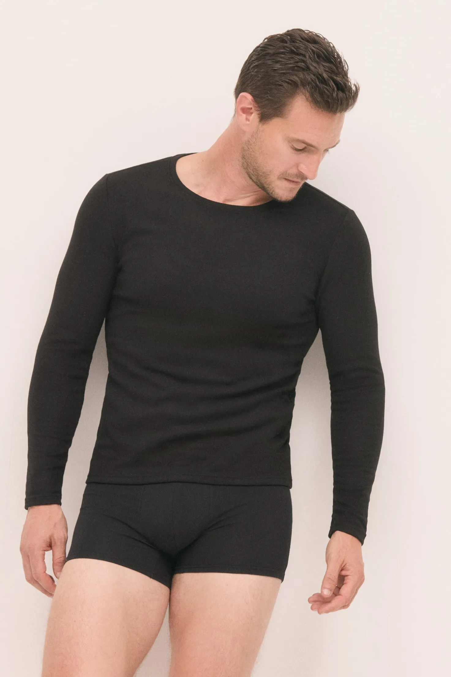 SUPER TÉRMICO Camiseta afelpada hombre negro