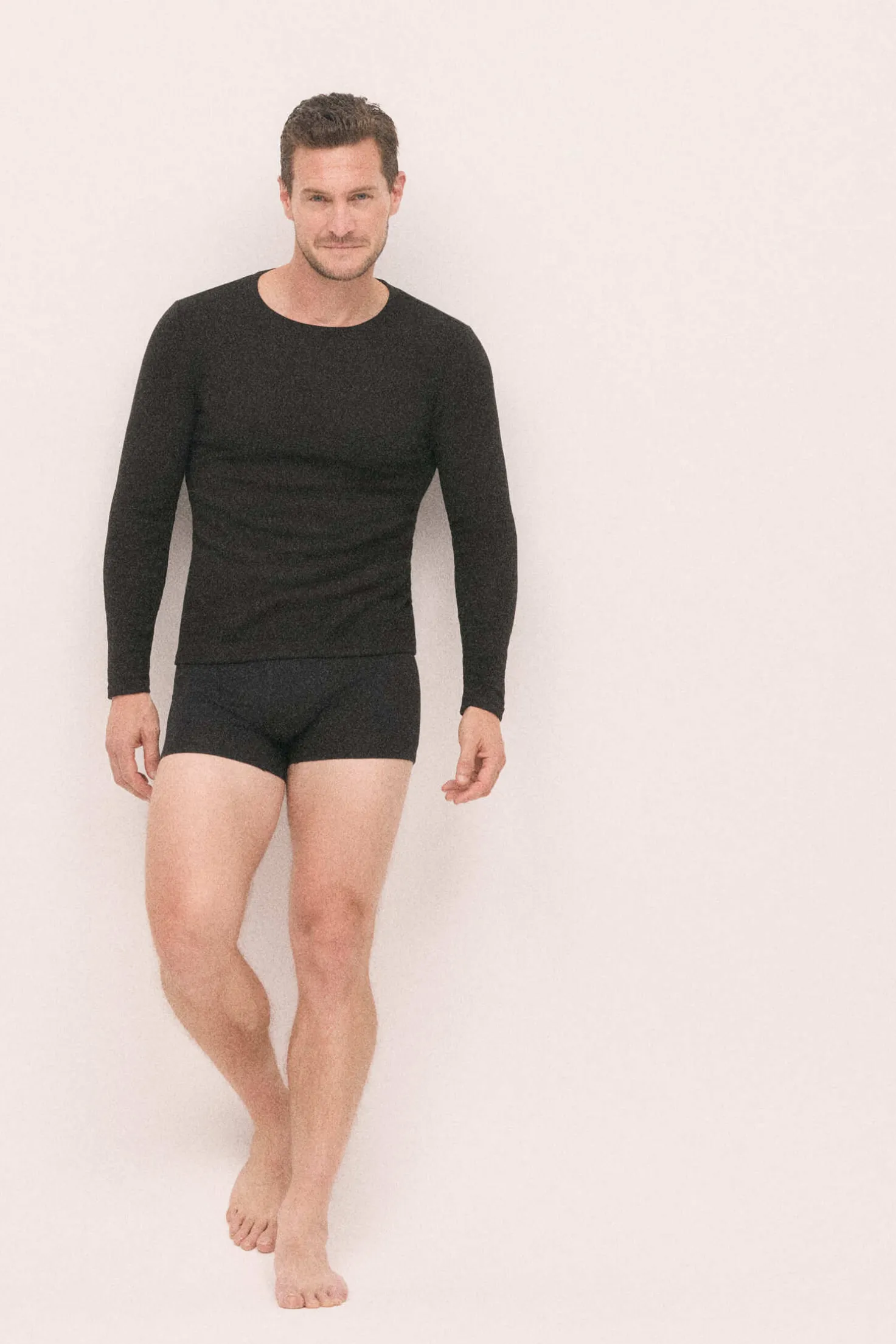 SUPER TÉRMICO Camiseta afelpada hombre negro