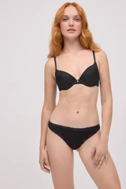 Tanga algodón detalles encaje negro