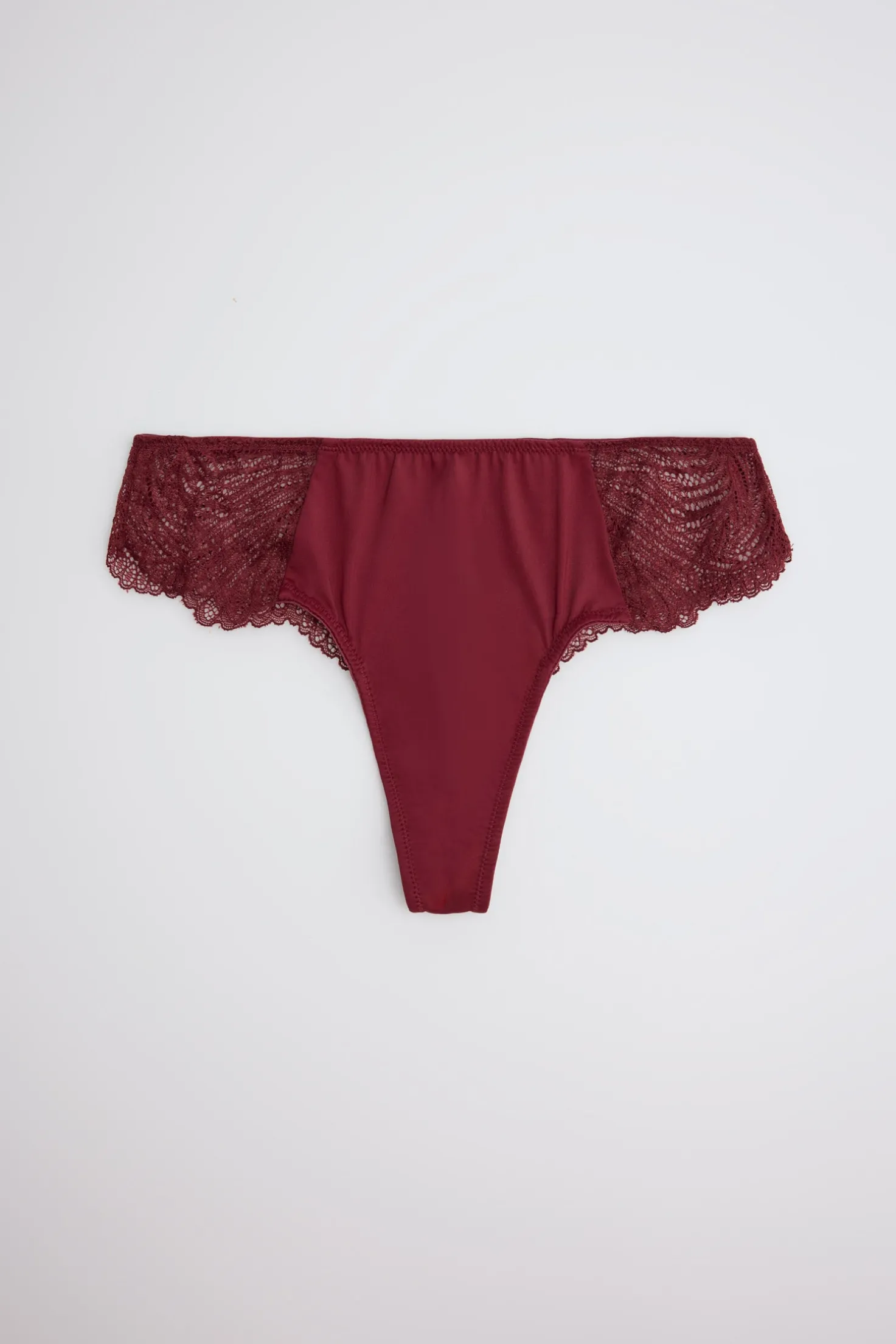 Tanga de encaje granate