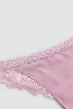 Tanga elástico con encaje lila