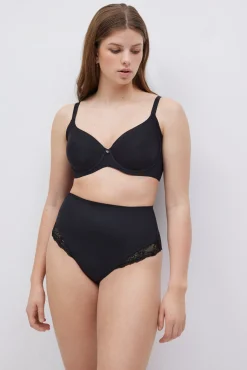 Tanga reductor de encaje media compresión negro