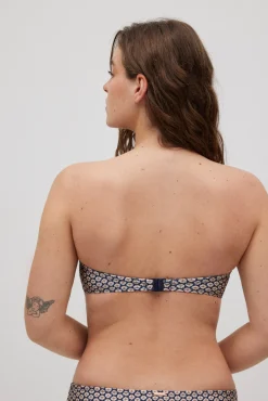 Top bikini bandeau estampado con brillo copa C