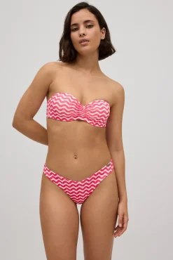 Top bikini bandeau push-up ondas fucsia copa B