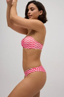 Top bikini bandeau push-up ondas fucsia copa B