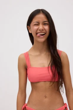 Top bikini juvenil bandeau liso verde coral