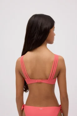 Top bikini juvenil bandeau liso verde coral