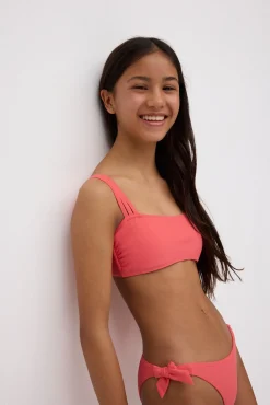 Top bikini juvenil bandeau liso verde coral