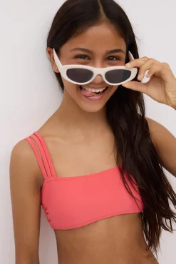 Top bikini juvenil bandeau liso verde coral