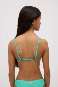 Top bikini juvenil triángulo liso tirantes regulables verde