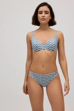 Top bikini ondas tirantes anchos ondas copa C marino