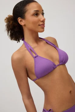 Top bikini triángulo micropiqué violeta copa B