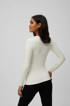 TÉRMICO Camiseta control de temperatura detalle encaje manga larga marfil