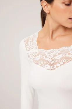 TÉRMICO Camiseta encaje manga larga blanco