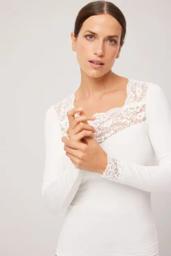 TÉRMICO Camiseta encaje manga larga blanco