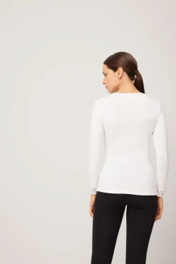 TÉRMICO Camiseta encaje manga larga blanco
