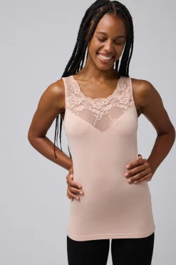 TÉRMICO Camiseta encaje sin mangas nude