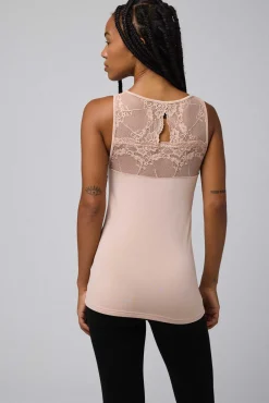 TÉRMICO Camiseta encaje sin mangas nude