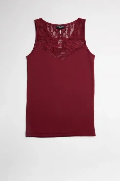 TÉRMICO Camiseta encaje sin mangas granate