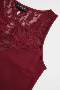 TÉRMICO Camiseta encaje sin mangas granate