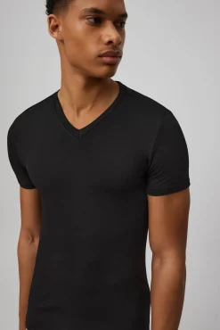 TÉRMICO Camiseta interior cuello pico manga corta negro