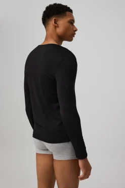 TÉRMICO Camiseta interior cuello pico manga larga negro