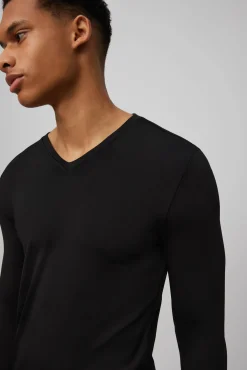 TÉRMICO Camiseta interior cuello pico manga larga negro
