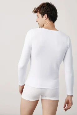 TÉRMICO Camiseta interior cuello pico manga larga blanco