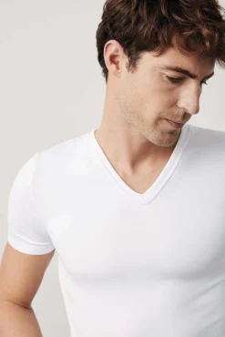 TÉRMICO Camiseta interior cuello pico manga corta blanco