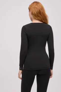 TÉRMICO Camiseta térmica cuello pico detalles encaje negro