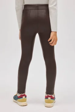 TÉRMICO Leggings afelpados niña efecto piel chocolate