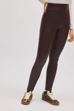 TÉRMICO Leggings afelpados efecto piel chocolate