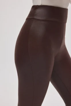 TÉRMICO Leggings afelpados efecto piel chocolate