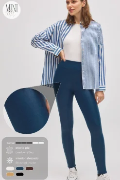 TÉRMICO Leggings afelpados efecto piel negro