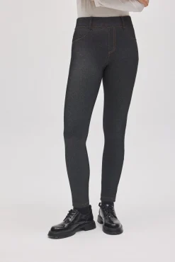 TÉRMICO Leggings afelpados efecto vaquero skinny negro