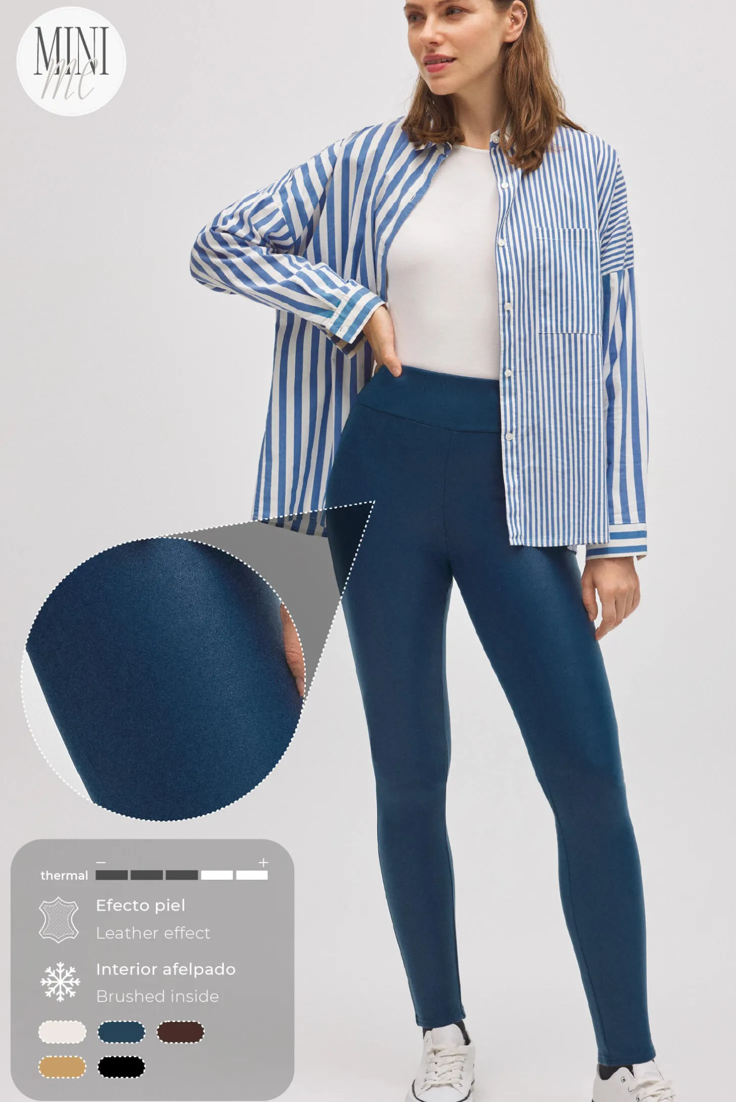 TÉRMICO Leggings afelpados efecto piel marfil