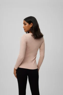 TÉRMICO LIGERO Camiseta algodón manga larga cuello redondo nude