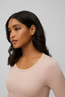 TÉRMICO LIGERO Camiseta algodón manga larga cuello redondo nude