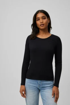 TÉRMICO LIGERO Camiseta algodón manga larga cuello redondo negro