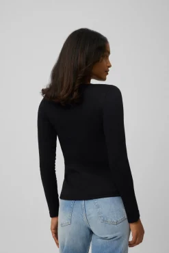 TÉRMICO LIGERO Camiseta algodón manga larga cuello redondo negro