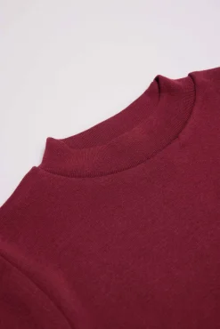 TÉRMICO LIGERO Camiseta manga larga cuello semicisne granate