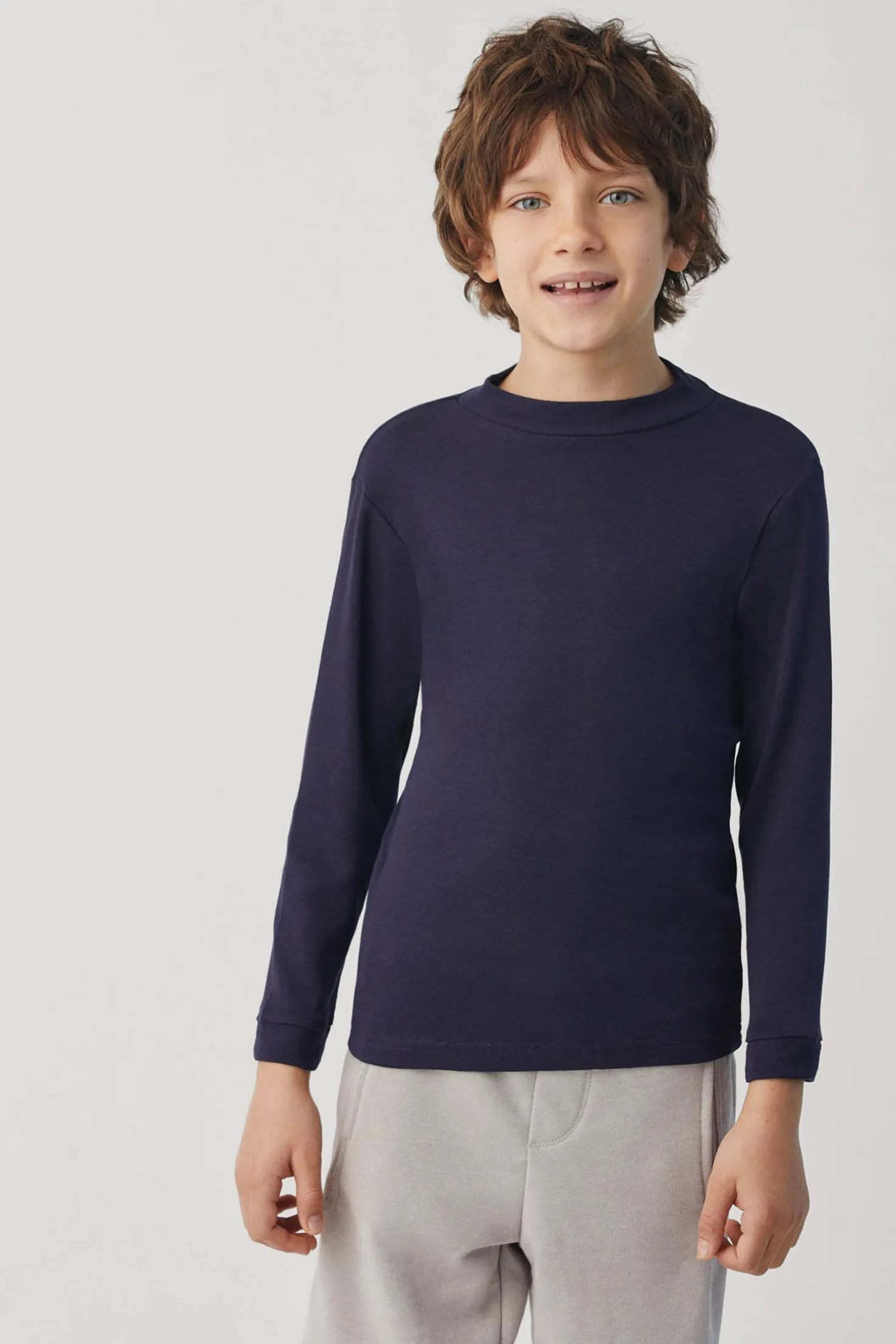 TÉRMICO LIGERO Camiseta manga larga cuello semicisne marino