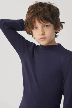 TÉRMICO LIGERO Camiseta manga larga cuello semicisne marino