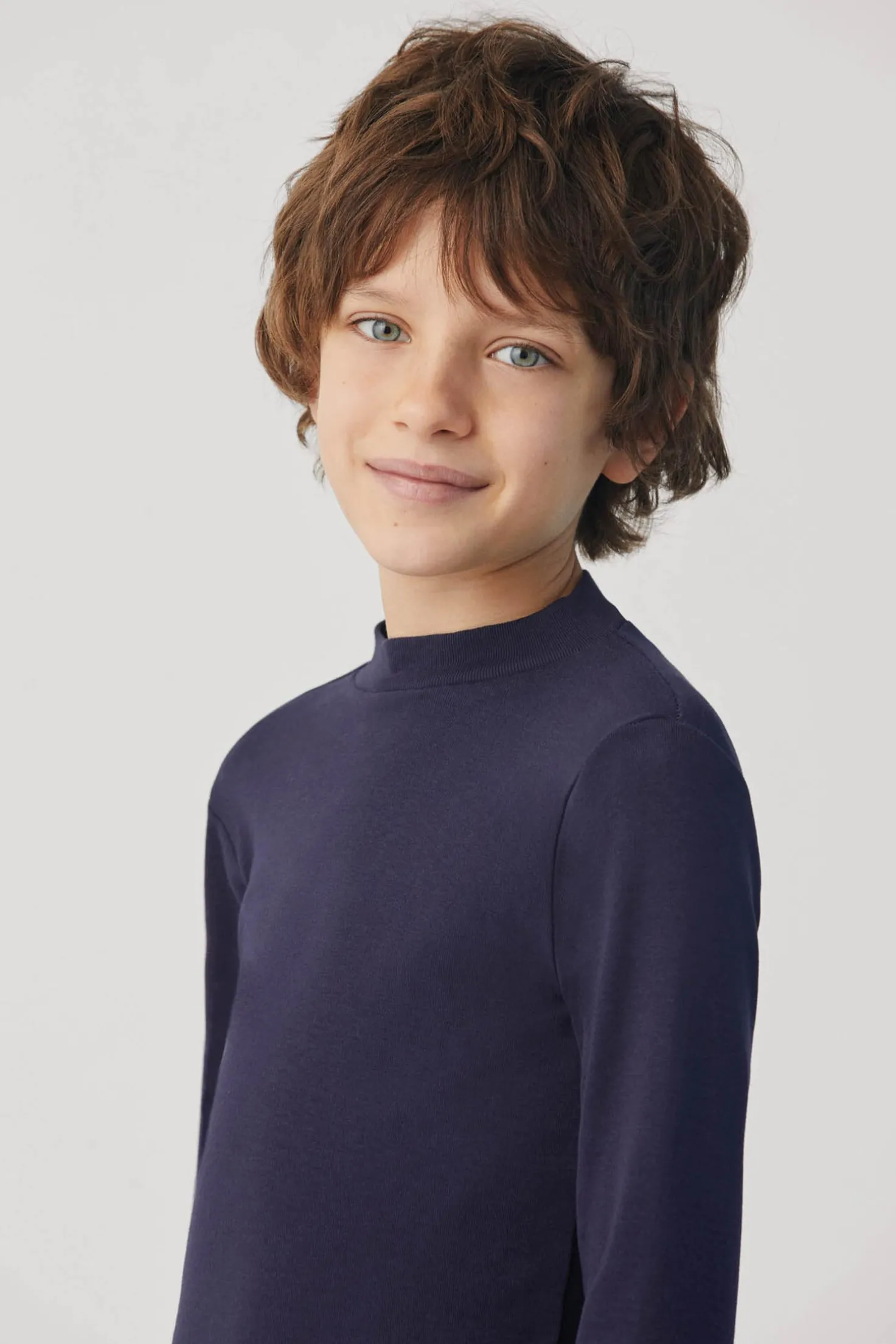 TÉRMICO LIGERO Camiseta manga larga cuello semicisne marino