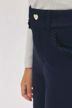 TÉRMICO LIGERO Pantalón niña afelpado ancho detalle bolsillos marino
